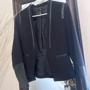 H&M Black Blazer with Leather Accents